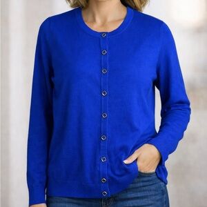 Esperanza Vibrant Blue Clover Button Cardigan medium